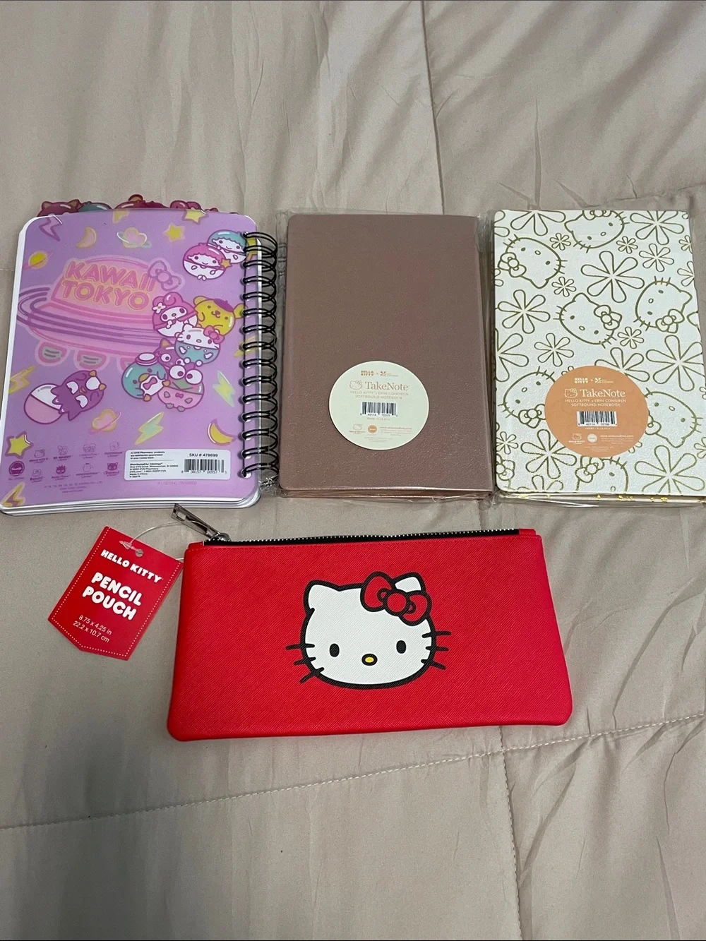 Hello Kitty Bundle includes: Hello Kitty Pencil Pouch w/Character Notebooks NWT